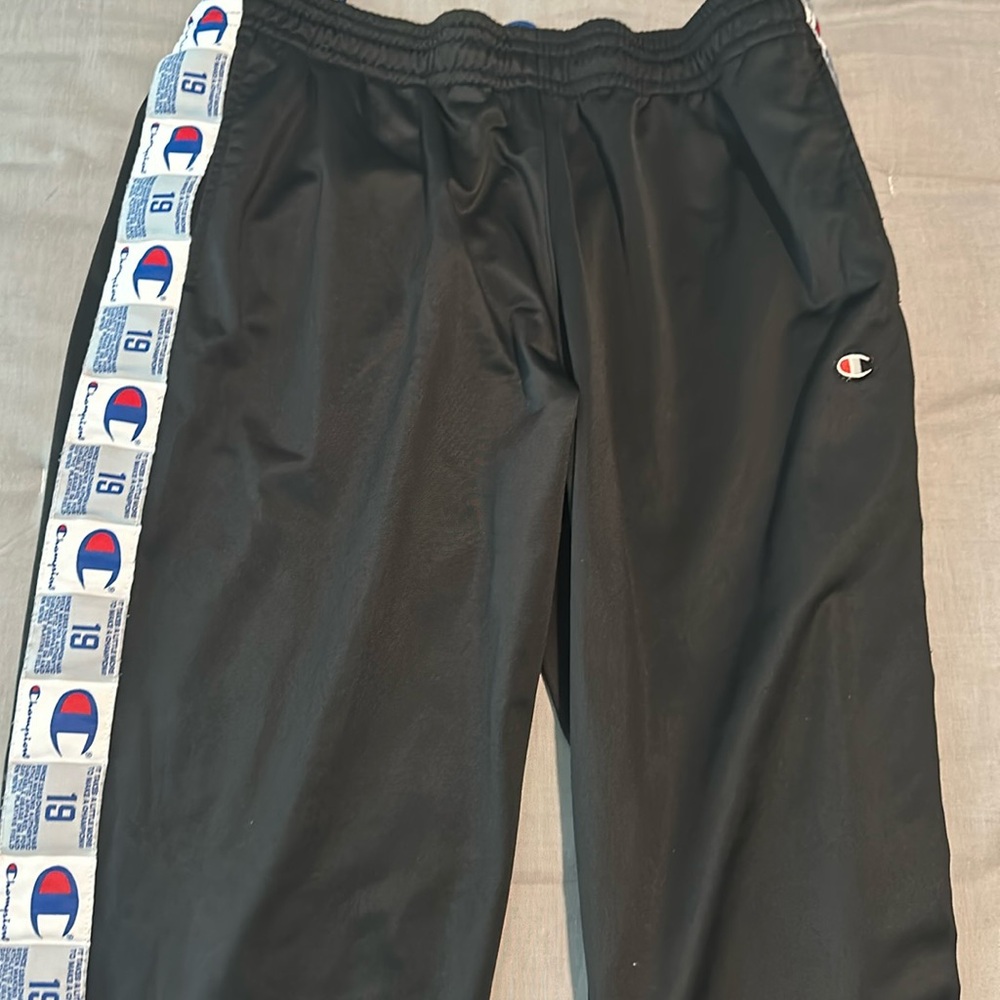 Champion joggers, XL, black, logo stripes down sides